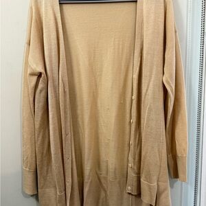 Tan Long Open-Front Cardigan Sweater